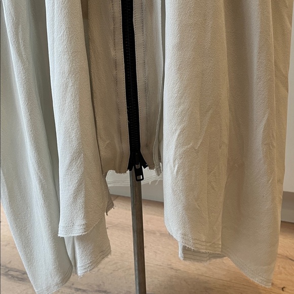 All Saints Lewis Lew Light Gray 100% silk black zip front Sleeveless Mini Dress - Picture 7 of 12